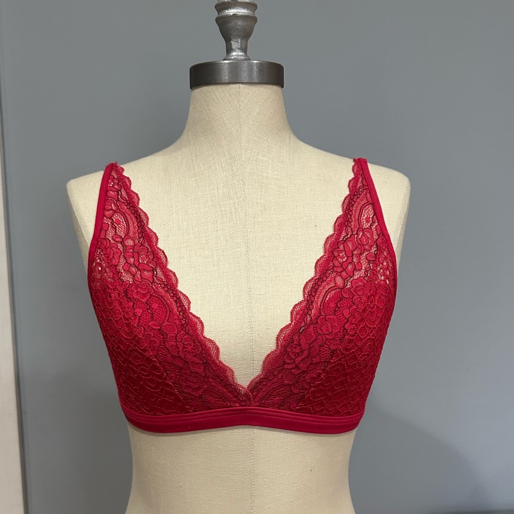 Red lace bralette